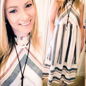 Chevron Striped Midi Dress